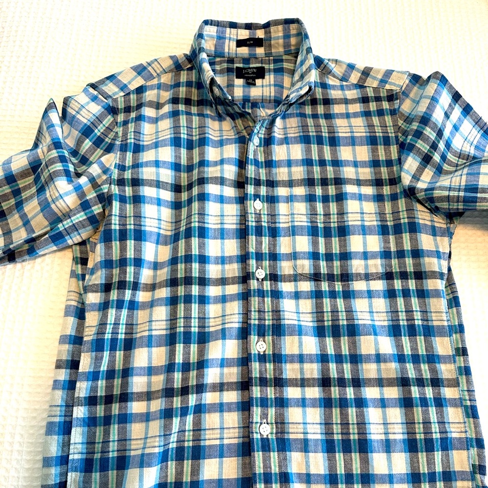 JCREW Men’s Xtra Small Linen Multicolor Button Down